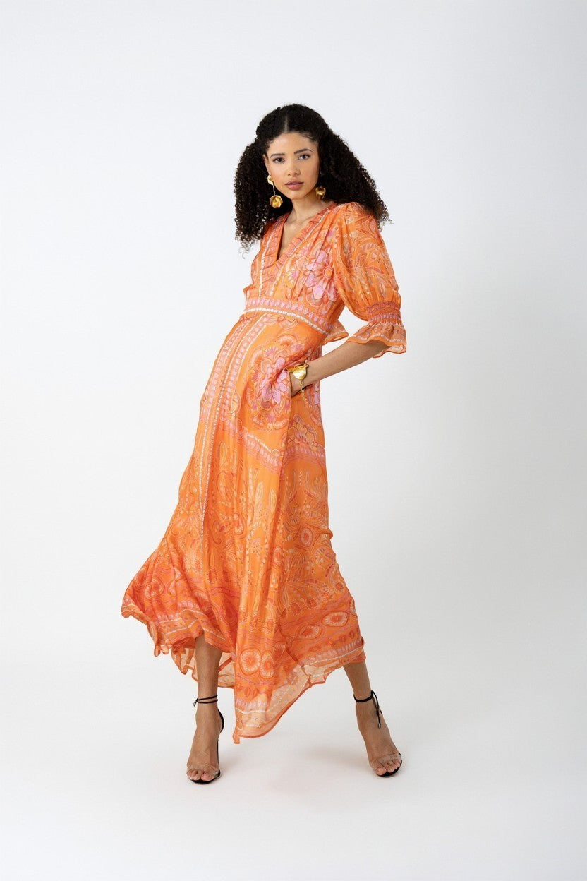 Treasure Chiffon Maxi Dress by Hale Bob Jilli Boutique SKU: 52DP614A-Orange