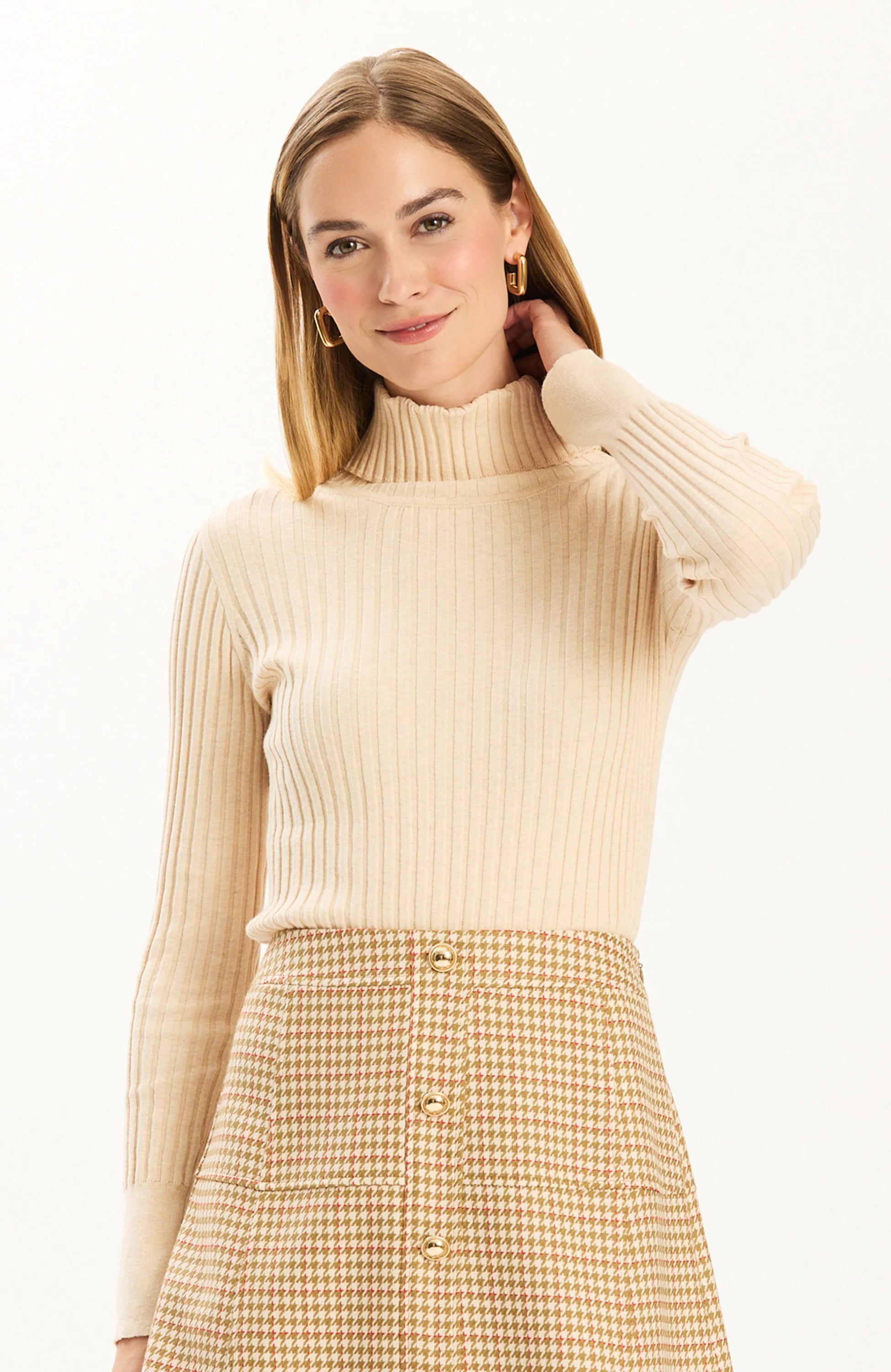 Tyler Boe Cotton Cashmere Turtleneck Jilli Boutique Pebble Dunwoody