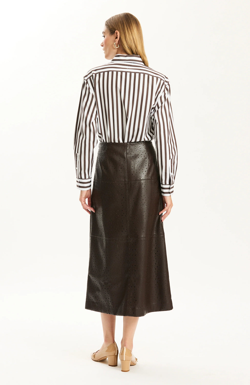 Phoebe Punched Vegan Leather Skirt Jilli Boutique Tyler Boe SKU: 52306FF Tyler Boe