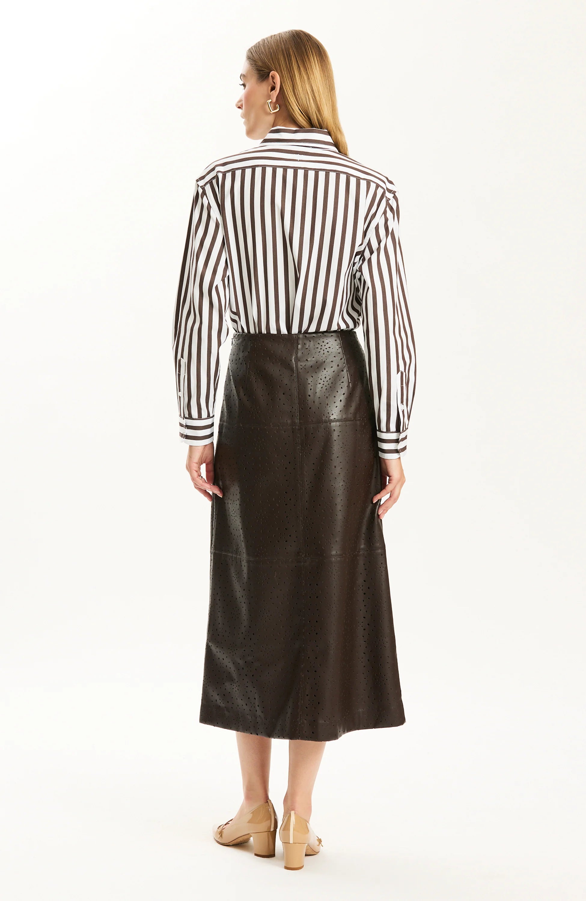 Phoebe Punched Vegan Leather Skirt Jilli Boutique Tyler Boe SKU: 52306FF Tyler Boe