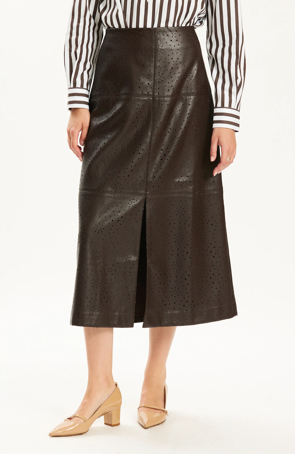 Phoebe Punched Vegan Leather Skirt Jilli Boutique Tyler Boe SKU: 52306FF