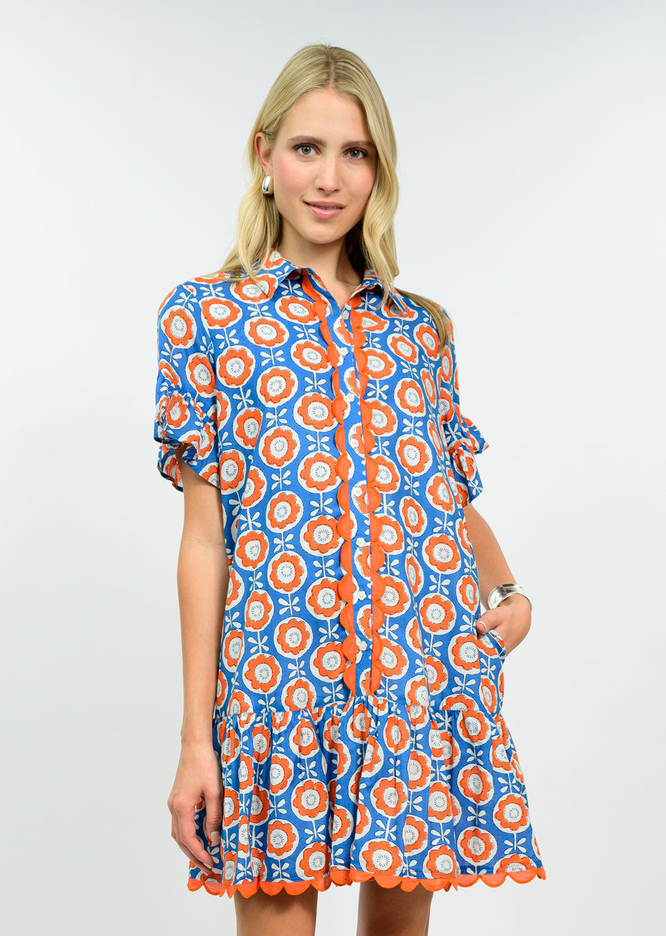 Uncle Frank Style 75748 Jilli Boutique Scalloped Shirt Dress