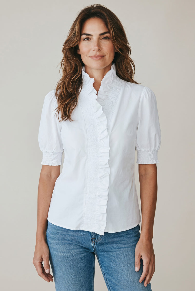 White Ruffle Blouse