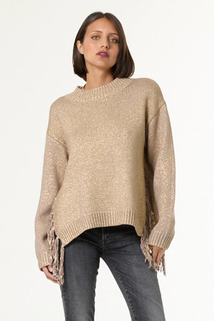 houston mock neck sweater gold foil spray yfb young fabulous and broke jilli boutique dunwoody