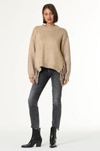 houston mock neck sweater gold foil spray yfb young fabulous and broke jilli boutique fringe