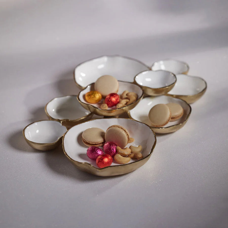 zodax cluster of nine round serving bowls gold Jilli Boutique