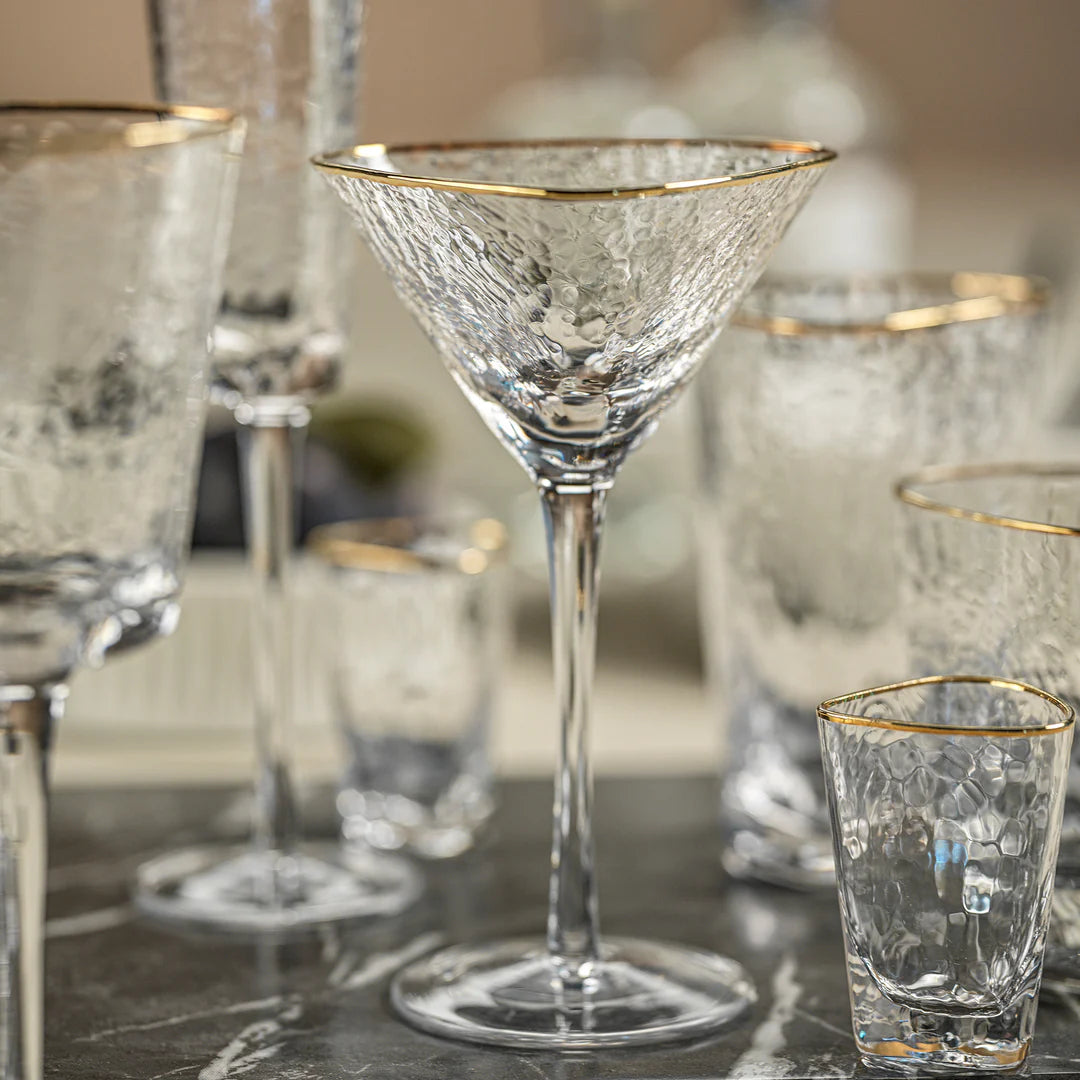 Gold Rim Triangular Martini Glass zodax jilli