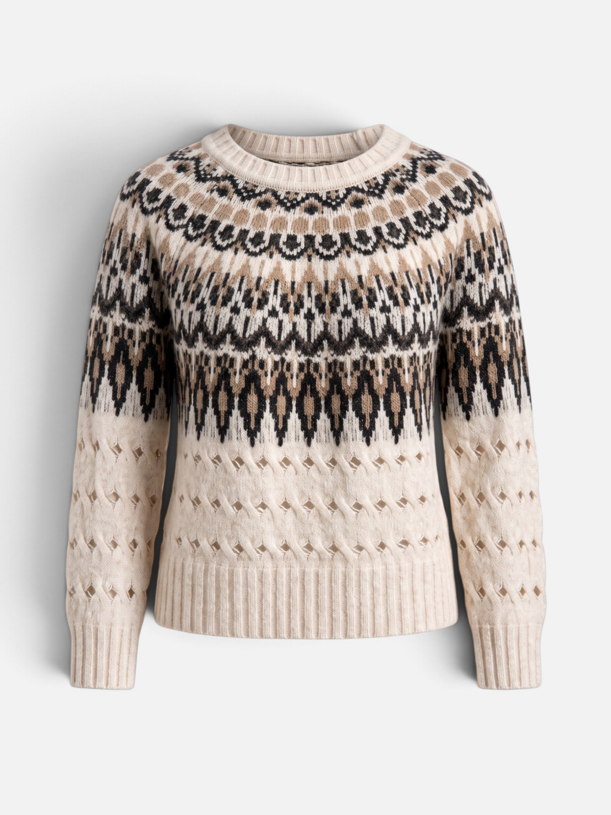 Alpine Fair Isle Knit Pullover Parchment Multi