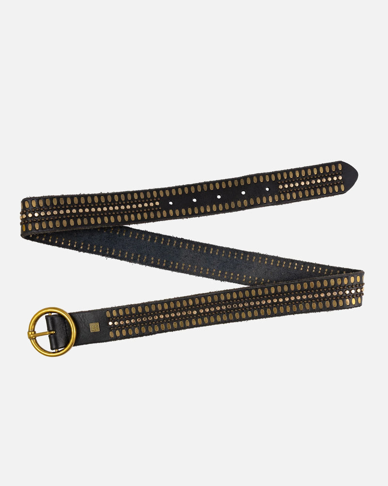 Soraya Studded Leather Belt with Gold Round Buckle Amsterdam Heritage
