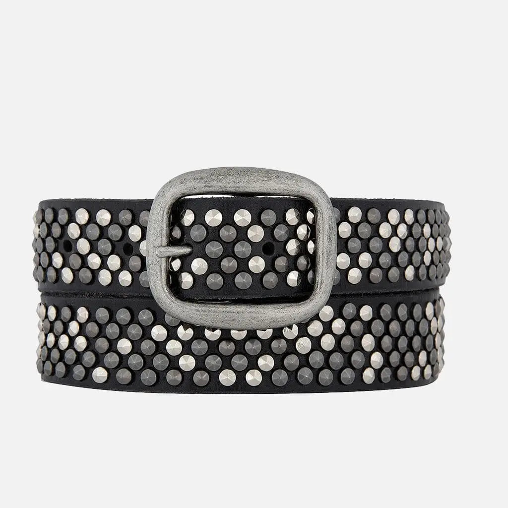 Britta Pyramid Multi Studded Leather Belt amsterdam heritage Jilli Boutique  
vintage silver buckle