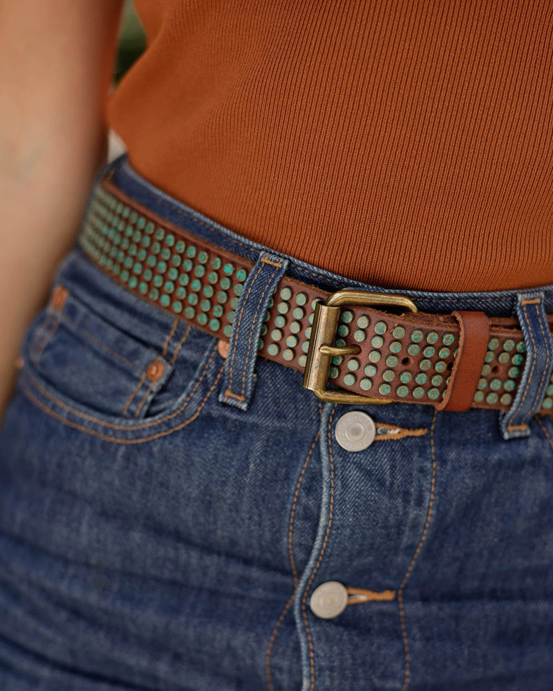 Studded Bohemian Leather Belt Amsterdam Heritage Jilli Boutique
