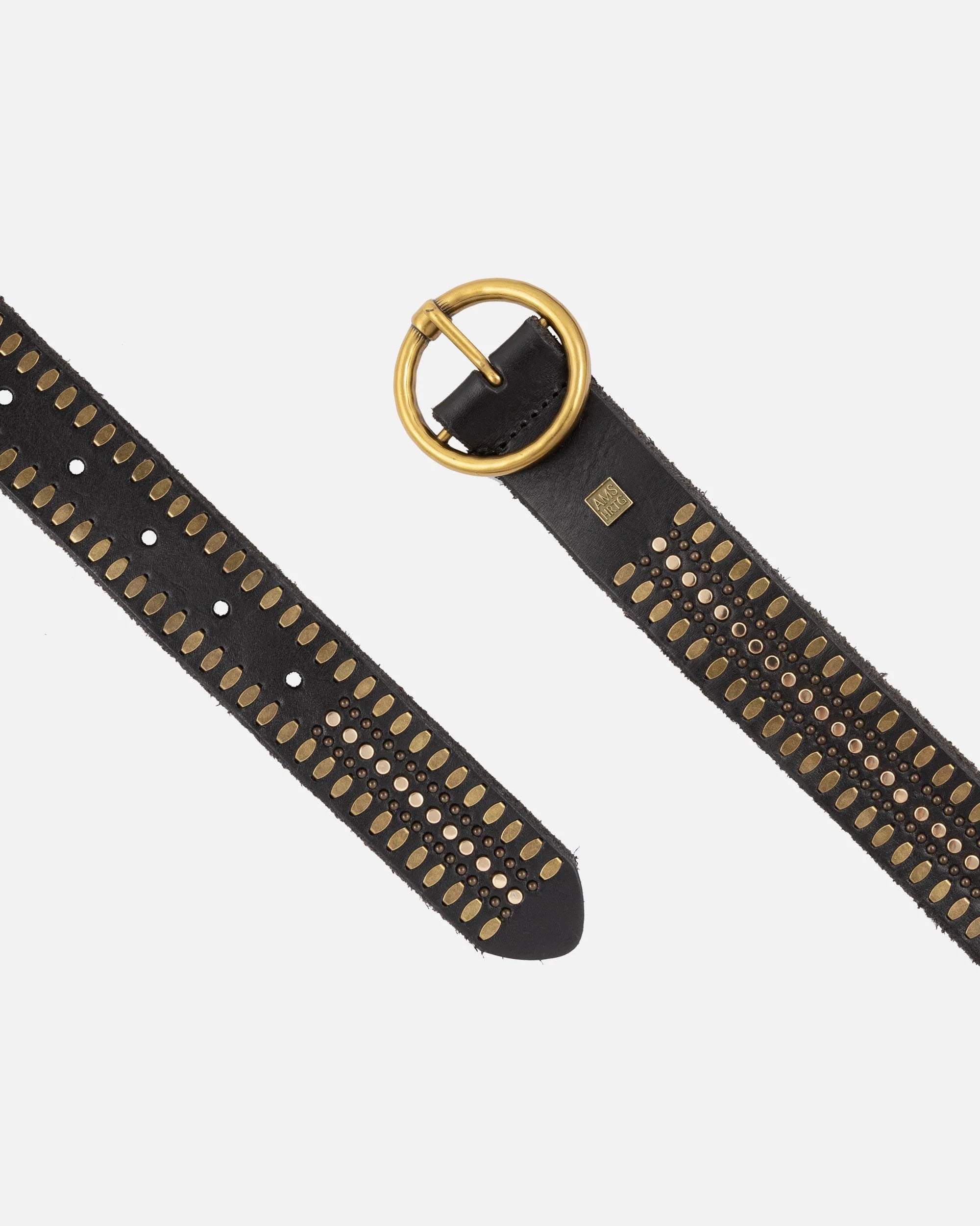 Soraya Studded Leather Belt with Gold Round Buckle Amsterdam Heritage Jilli Boutique