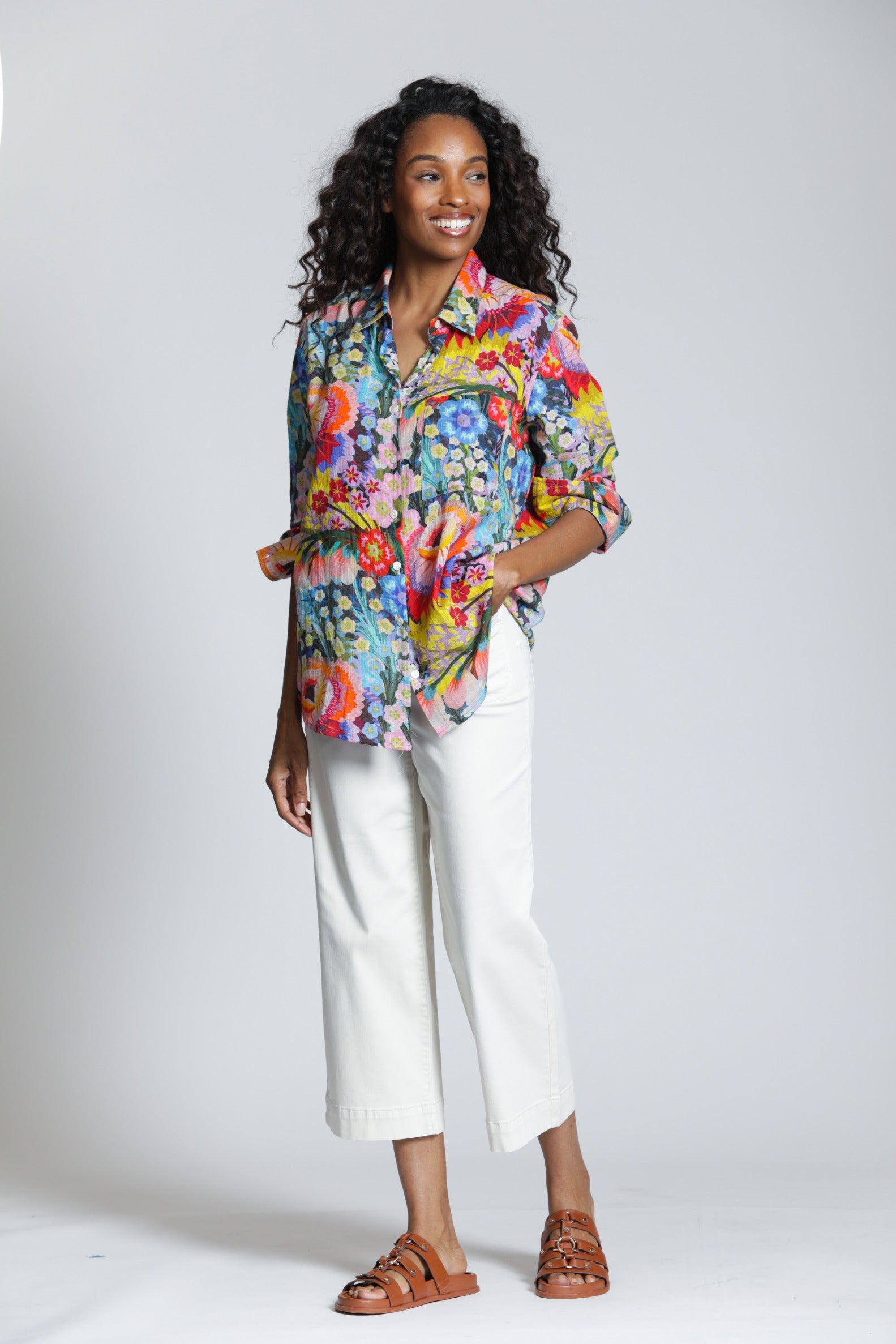 Boyfriend Shirt APNY Jilli Boutique Blue Multi Buckhead