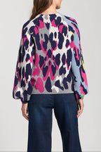 Leopard Funnel Neck Sweater With Puff Sleeve Jilli Boutique APNY Atlanta Buckhead Dunwoody