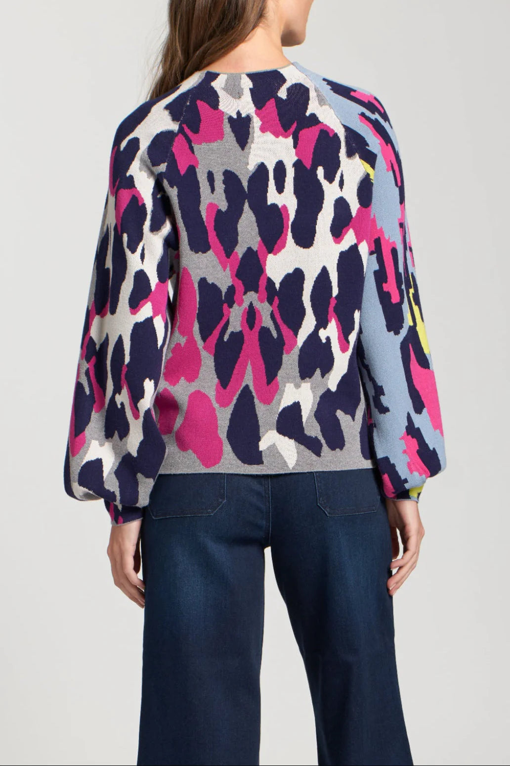 Leopard Funnel Neck Sweater With Puff Sleeve Jilli Boutique APNY Atlanta Buckhead Dunwoody