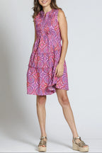 apny bright purple sleeveless pintuck dress jilli boutique