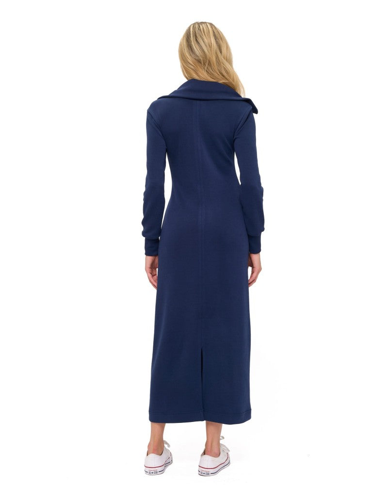 Varley Jilli Boutique Navy Midi Dress Zipper Ariella Scuba 