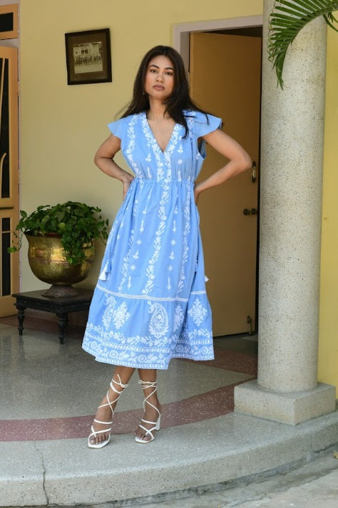 Azure Santorini Midi Dress