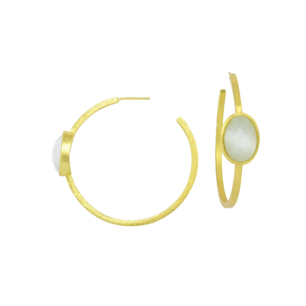 Tanzanite Gold Plated Hoop Earring - Ice Pearl