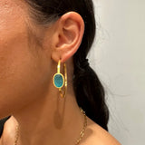 Tanzanite Gold Plated Hoop Earring - Ice Blue