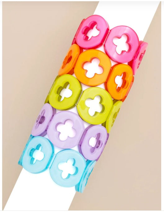 Resin Clover Bracelet Green