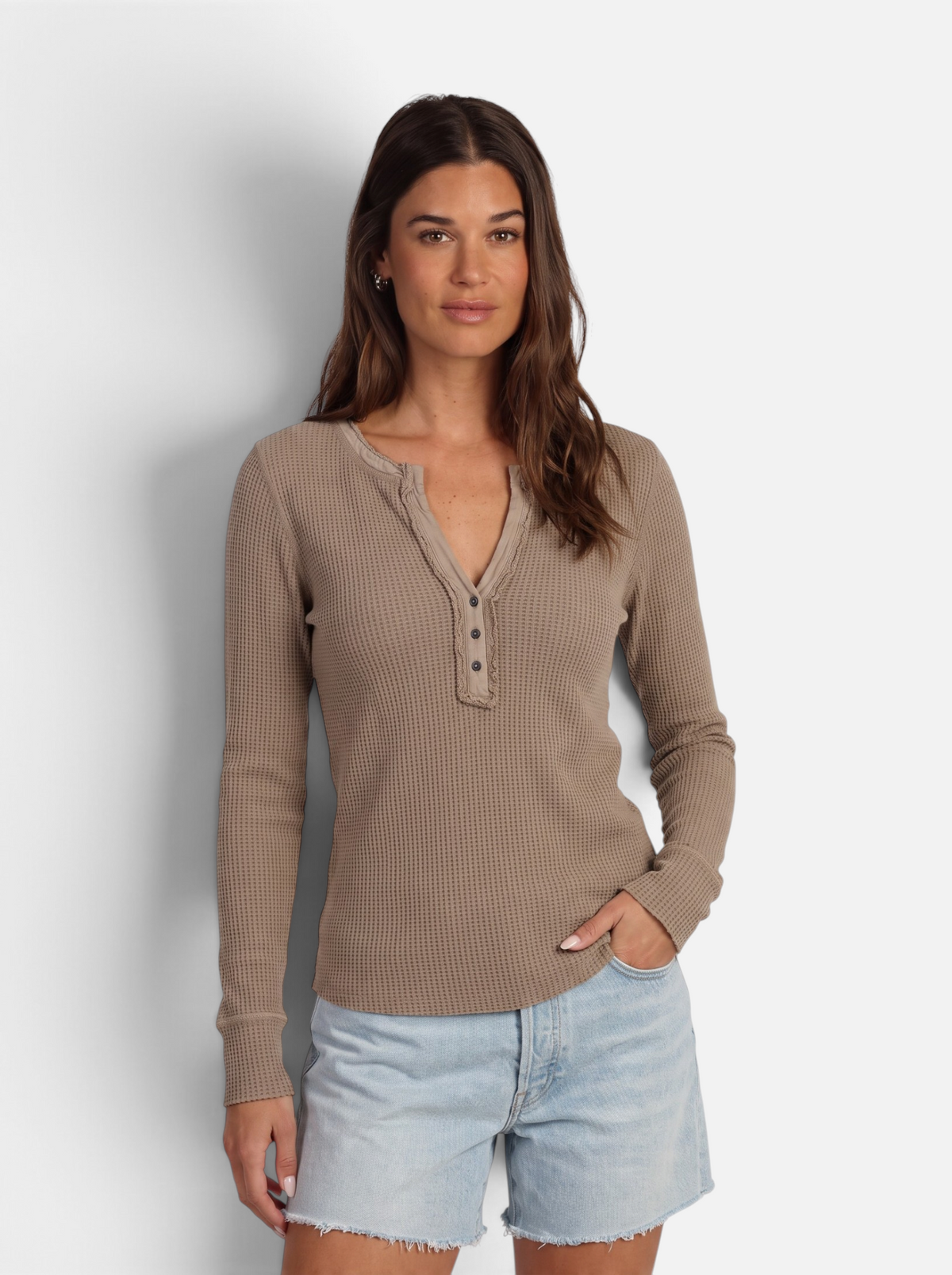 Brooks Button Up Top in Tan