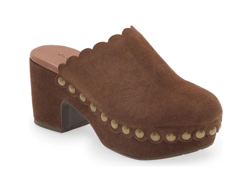 Gemini Suede Clog Shoe Chocolate Suede Chocolat Blue Clogs Jilli Boutique