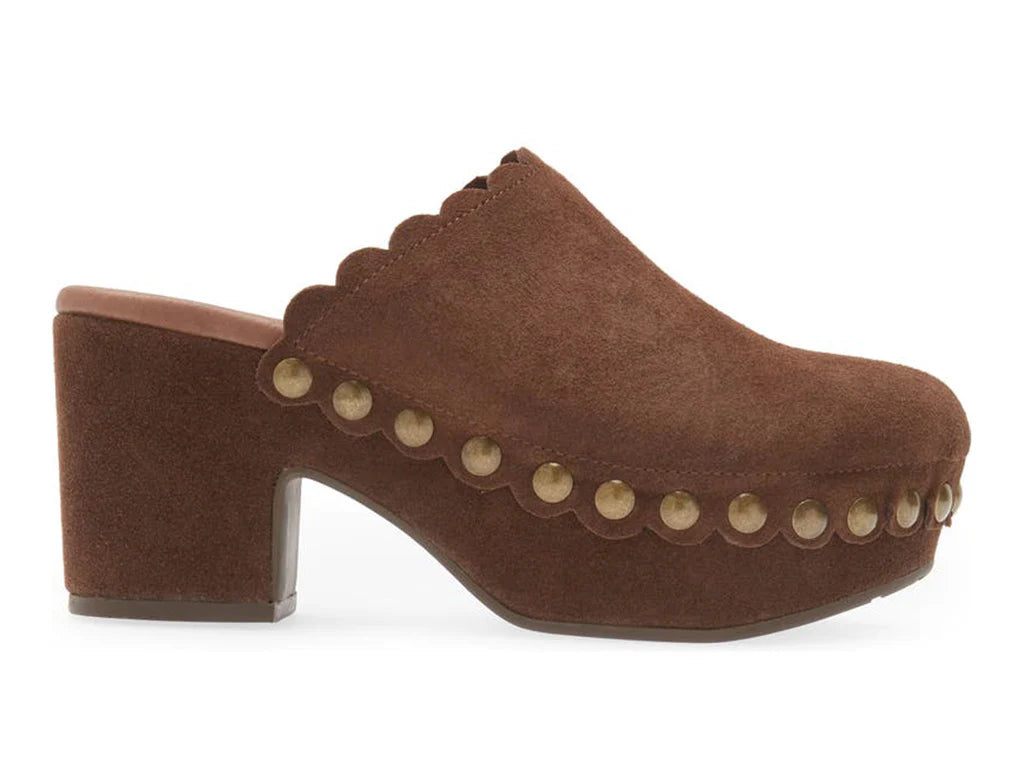 Gemini Suede Clog Shoe Chocolate Suede Chocolat Blue Clogs Jilli Boutique