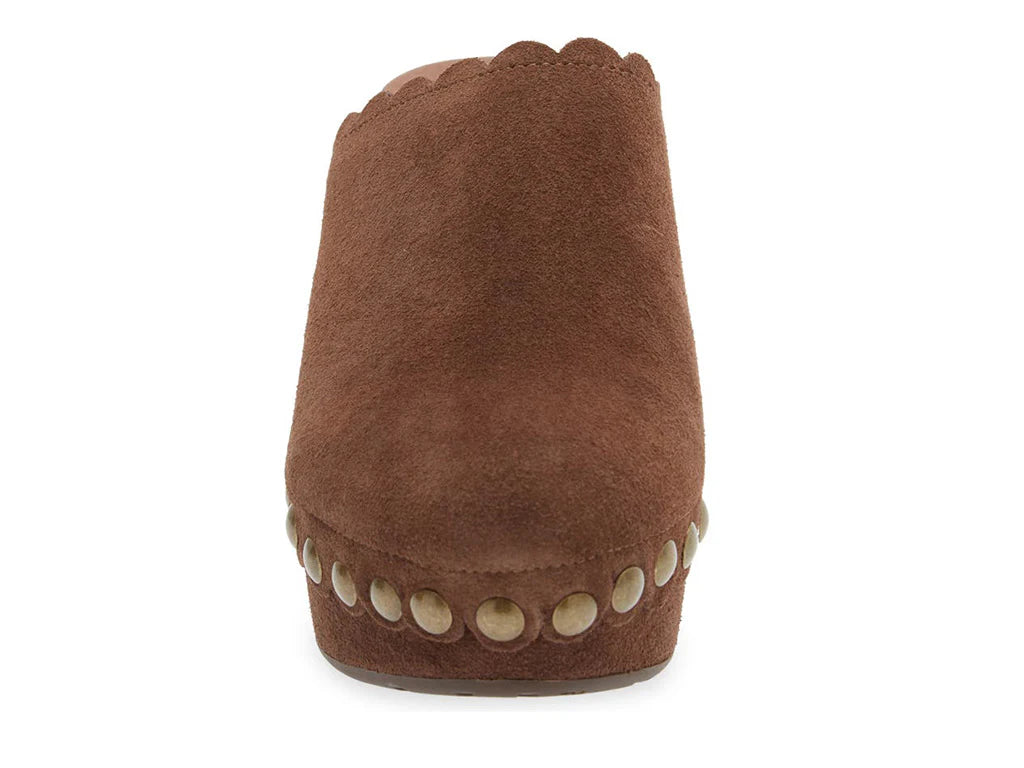 Gemini Suede Clog Shoe Chocolate Suede Chocolat Blue Clogs Jilli Boutique