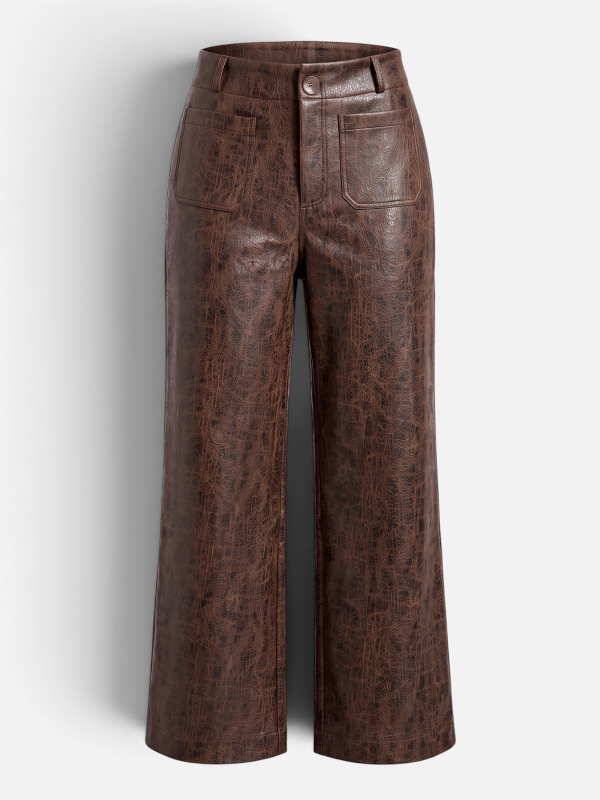 Cognac Long Wide Leg Patch Pocket Pant