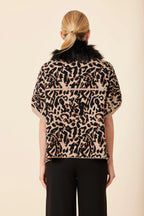 Animal Print Faux Fur Trimmed Cocoon Cardigan in Cheetah Jilli Boutique Dolce Cabo Item #: 74017FF