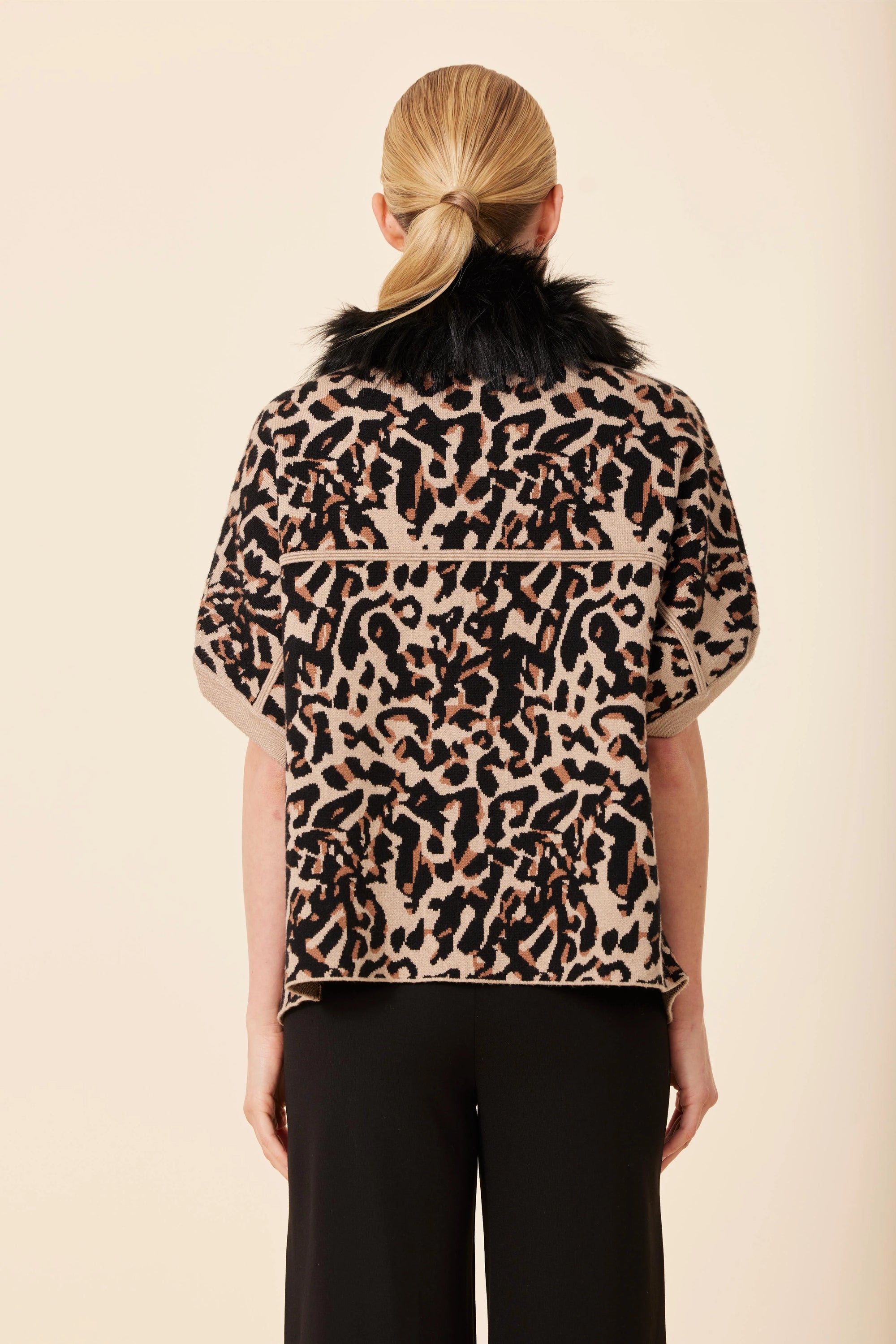 Animal Print Faux Fur Trimmed Cocoon Cardigan in Cheetah Jilli Boutique Dolce Cabo Item #: 74017FF