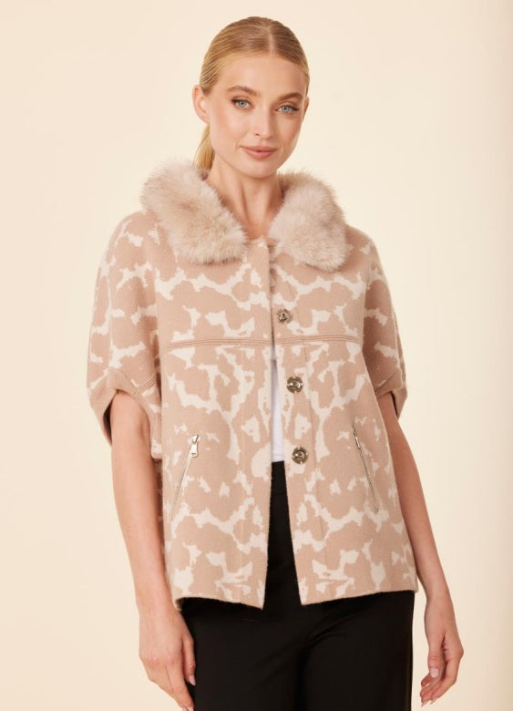 Dolce Cabo Jilli Boutique Animal Print Faux Fur Cocoon Cardigan