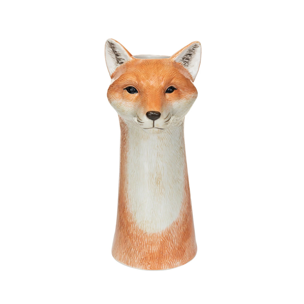 Hand-Painted Stoneware Fox Vase Jilli Boutique creative co op anthropologie