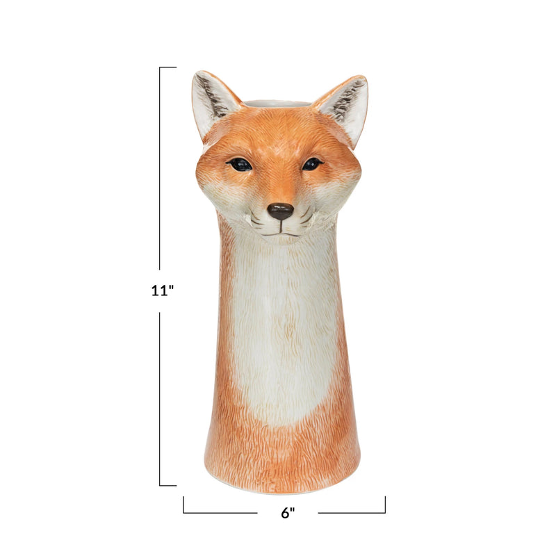 Hand-Painted Stoneware Fox Vase Jilli Boutique Gary the goat garden