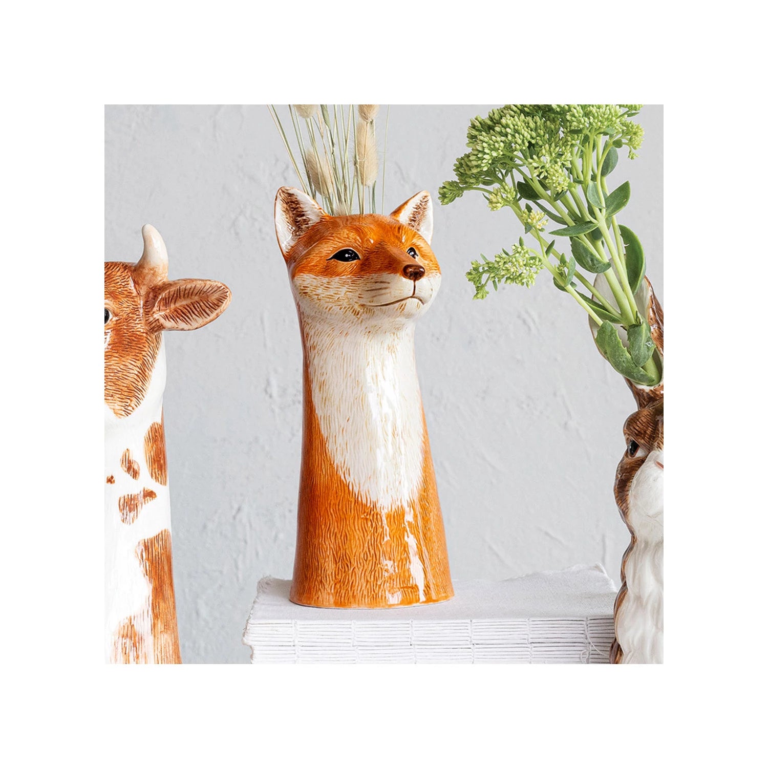 Hand-Painted Stoneware Fox Vase Jilli Boutique 