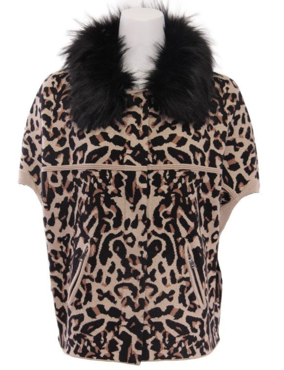 Animal Print Faux Fur Trimmed Cocoon Cardigan in Cheetah Jilli Boutique Dolce Cabo Item #: 74017FF