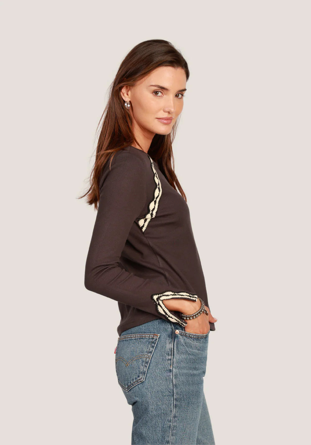 Dylan Beau Crochet Tee Black Jilli Boutique Atlanta Buckhead 
