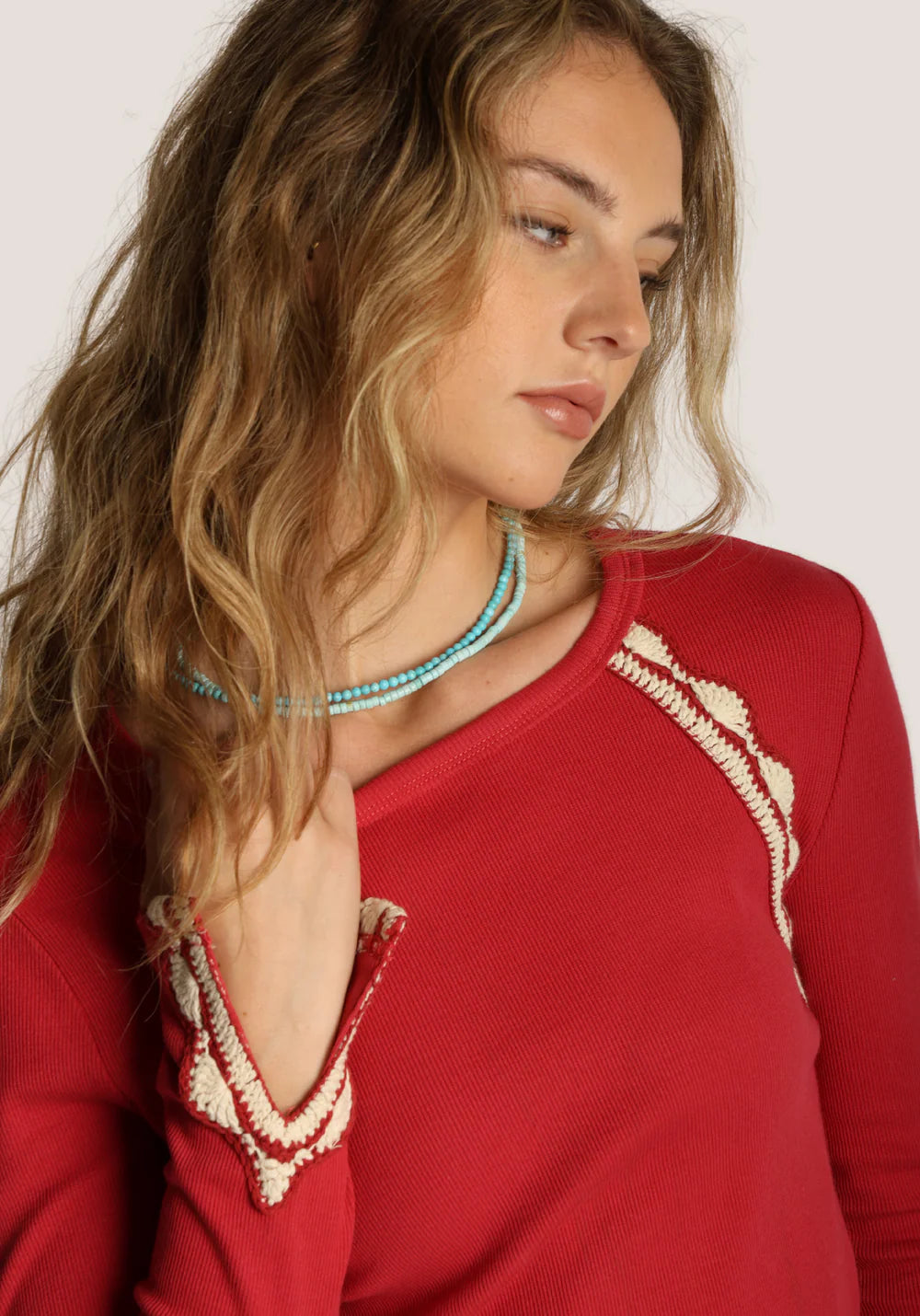 Beau Crochet Tee Dylan Jilli Boutique Red T-shirt Atlanta Buckhead Dunwoody