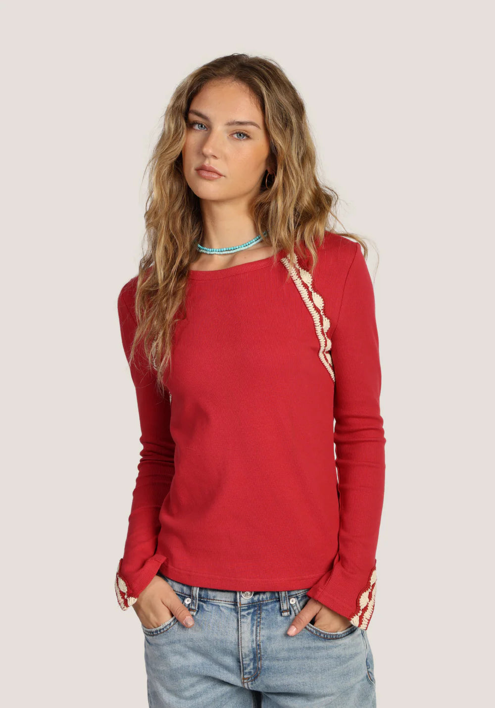 Beau Crochet Tee Dylan Jilli Boutique Red T-shirt Atlanta 
