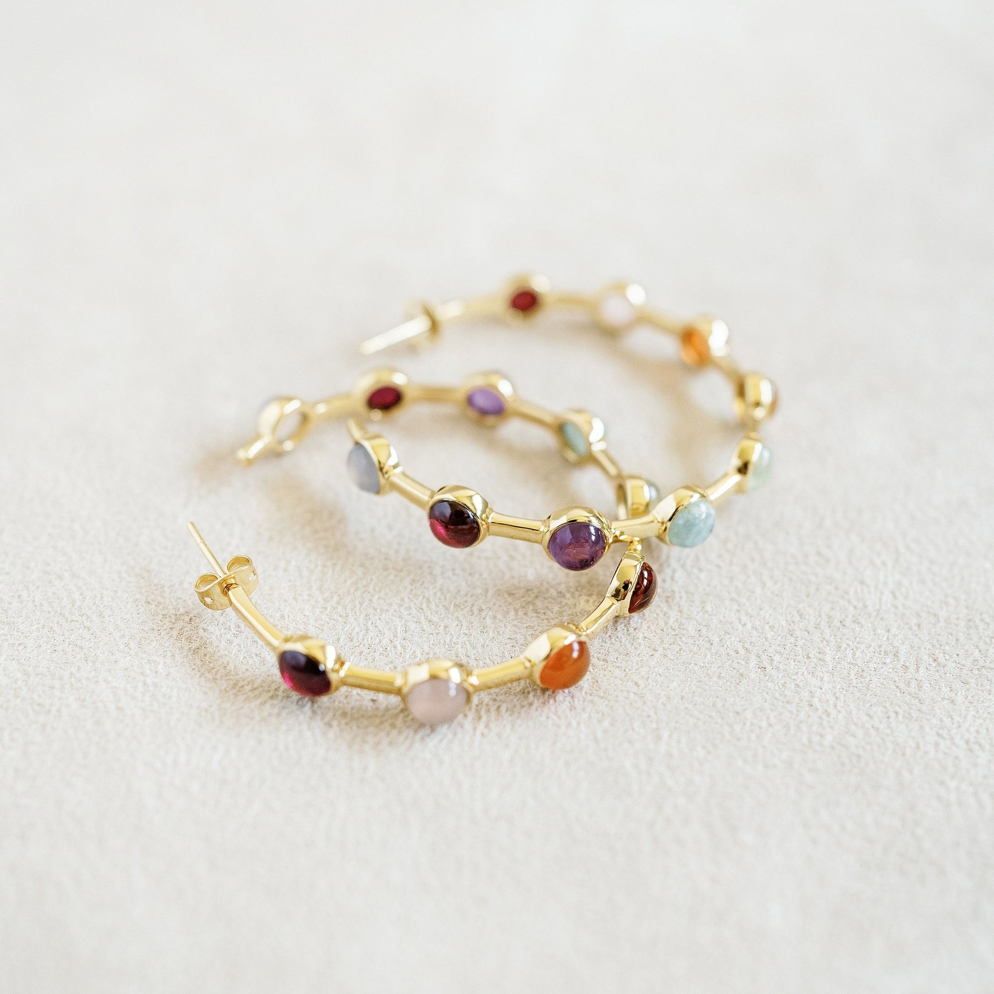 LAURA FOOTE DESIGNS Jilli Boutique Earrings Jewelry Becky Hoop Earrings semi-precious gemstone
