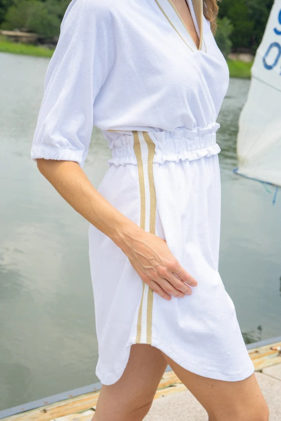 EMILY MCCARTHY PALMER DRESS - WHITE TERRY