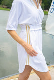 EMILY MCCARTHY PALMER DRESS - WHITE TERRY