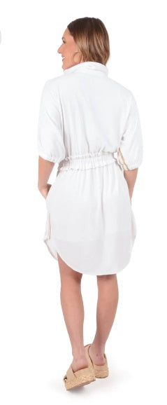 EMILY MCCARTHY PALMER DRESS - WHITE TERRY