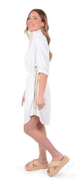 EMILY MCCARTHY PALMER DRESS - WHITE TERRY