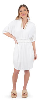 EMILY MCCARTHY PALMER DRESS - WHITE TERRY