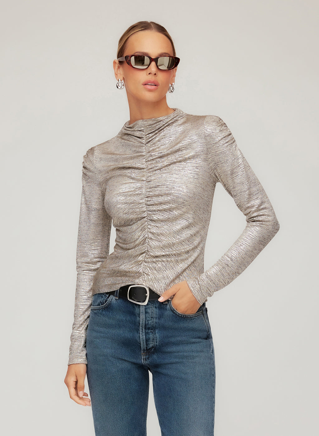 fifteen twenty ruched selena top gold dust jilli boutique