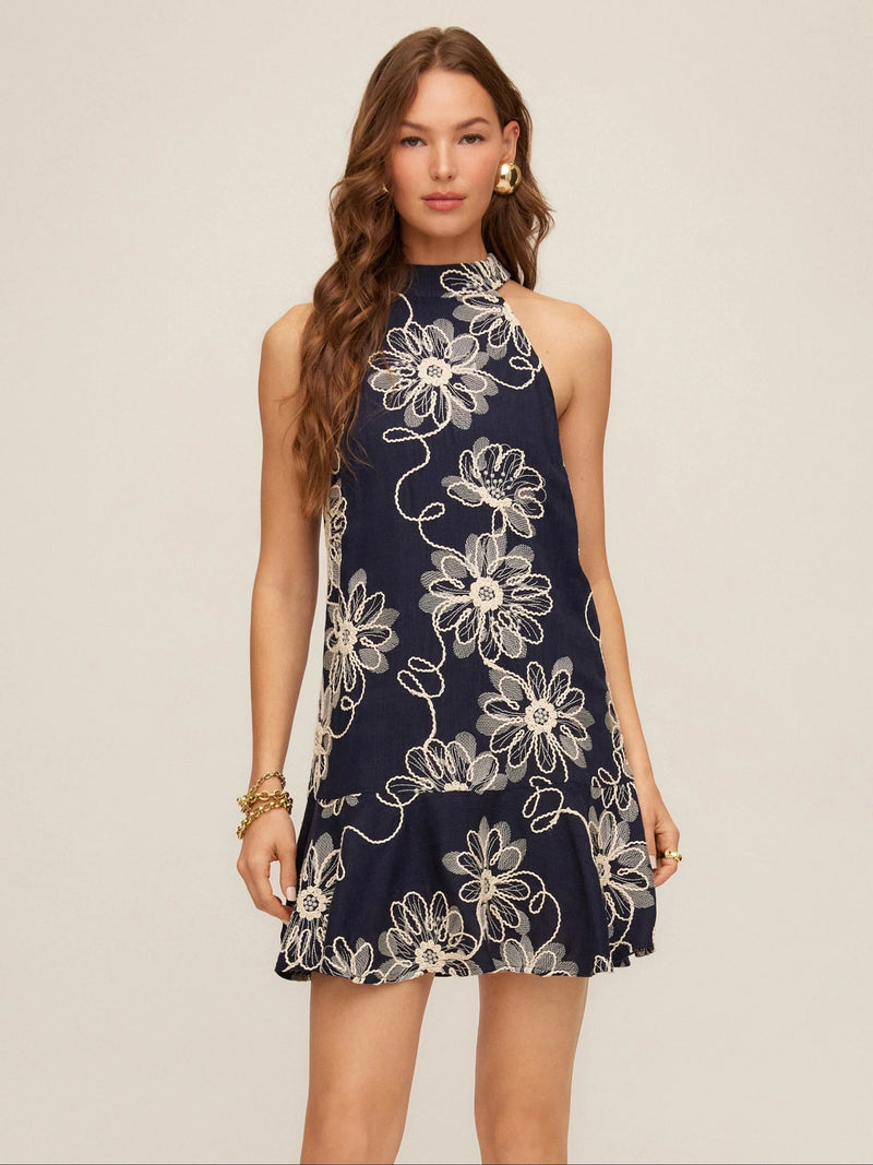 Brenda Embroidered Ruffle Hem Dress Jilli Boutique