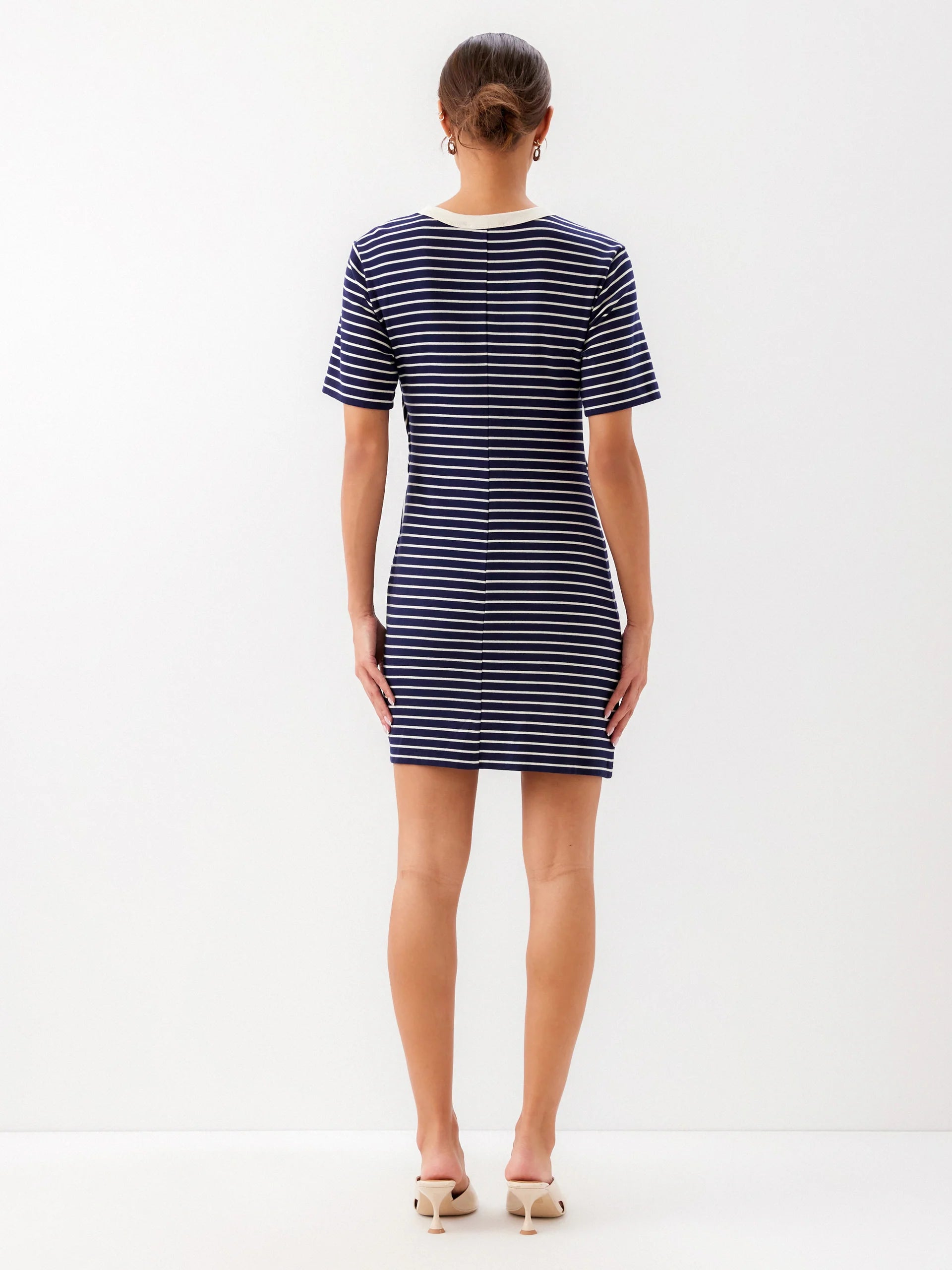 Darla Side-Knot Contrast Dress Jilli Boutique 2F56802 Navy