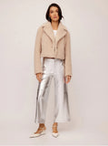 Silver Faux Leather Cropped Pants